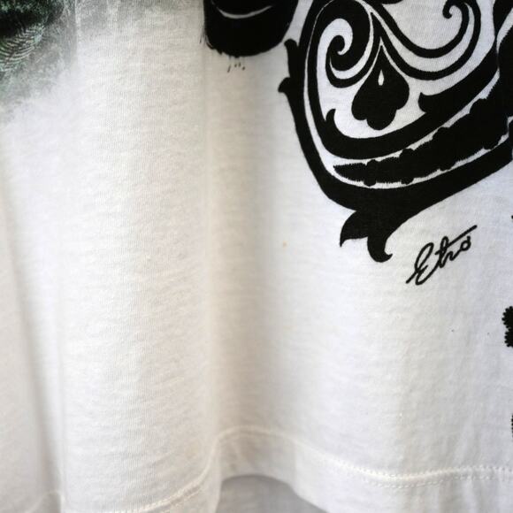 Etro Milano T-Shirt Size 40 Multicolor Zebra Print V-Neck Cotton Graphic Tee - Picture 5 of 12